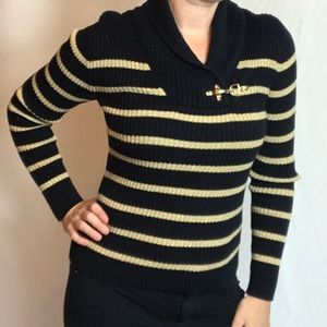 Ralph Lauren black sweater with gold stripes